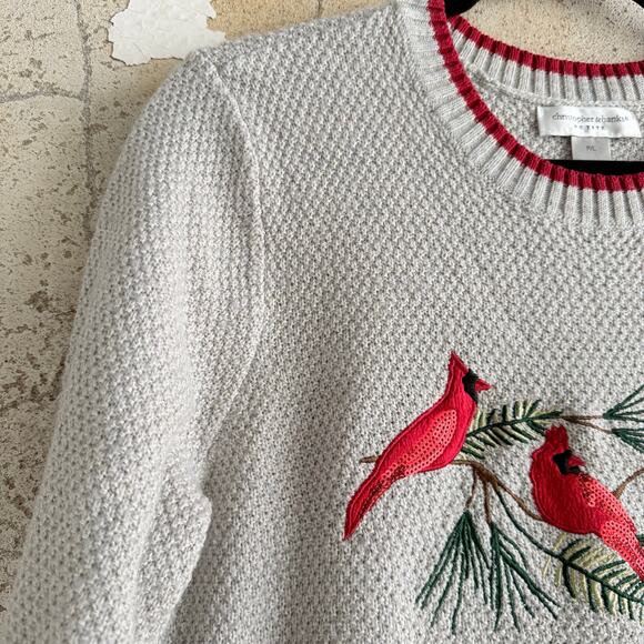 Christoph & Banks Cardinal Sweater Fair Isle Nordic Winter Knit Holiday Womens L - Picture 5 of 9